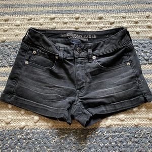 AE black denim shorts